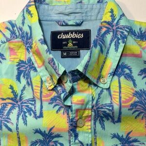 Chubbies Men's Hawaiian button Down shirt M Medium Palm Tree Print